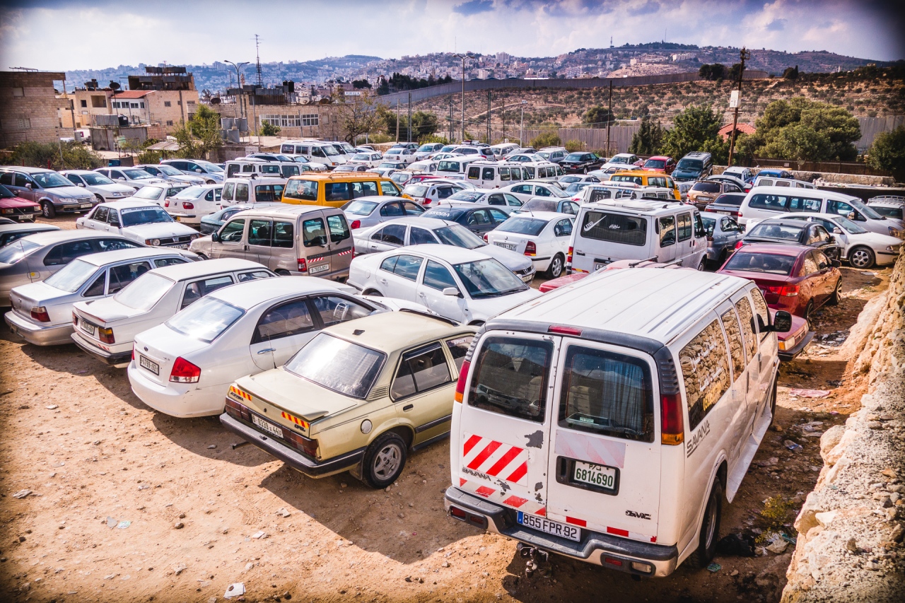 Parking lot the other side of the Segregation Wall in Bethlehem. Bethlehem, Palestine, 2014.