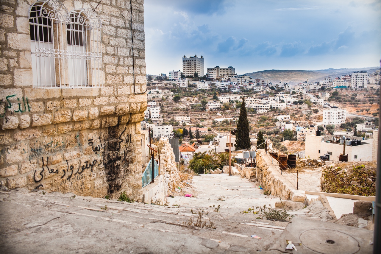 View on the hills in the Old Bethlehem. Bethlehem, Palestine, 2014.