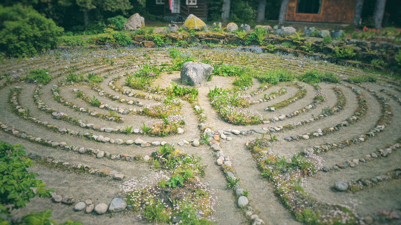 Wandering Alaskan wilderness I encounter a beautiful meditation maze. Do we need to create order to make sense of life? Does that only mean unrooting nature and creating tiny walls? And then, now that we trapped ourselves, trying to get out of it? Juneau, AK, USA, 2017.